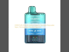 22000 Puffs 650mAh Bateria Reutilizável Vaporizador de Nicotina Recarregável